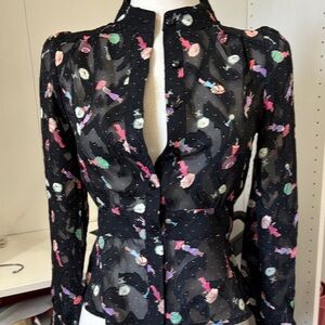 Elegant Black Floral Sheer Blouse